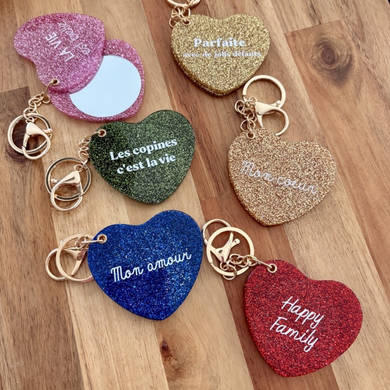 PORTES CLÉS PAILLETTES MIROIR