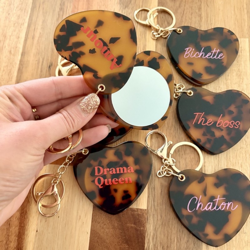 PORTES CLÉS MIROIR LEOPARD