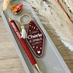 DUO STYLO+PORTE CLÉ PAILLETTES