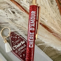 DUO STYLO+PORTE CLÉ PAILLETTES