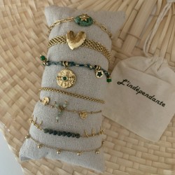 BRACELETS "VERT&DORÉ"