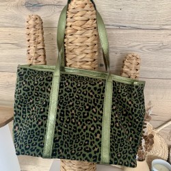 CABAS LEOPARD TISSUS & CUIR