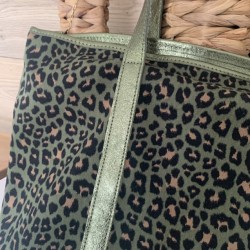 CABAS LEOPARD TISSUS & CUIR