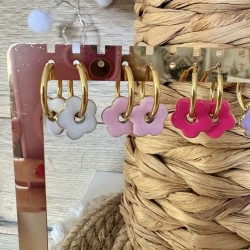 BOUCLES FLOWERS ACIER COLORÉ