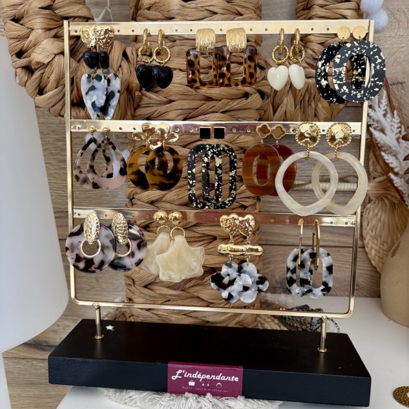 BOUCLES RESINE & DORÉ À CHOISIR