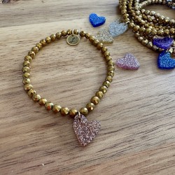 BRACELETS HEMATITE & COEUR PAILLETTES