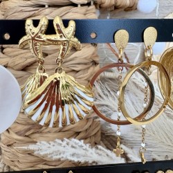 BOUCLES D'OREILLES THEME BLANC&DORÉ