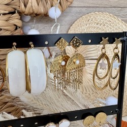 BOUCLES D'OREILLES THEME BLANC&DORÉ