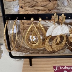BOUCLES D'OREILLES THEME BLANC&DORÉ