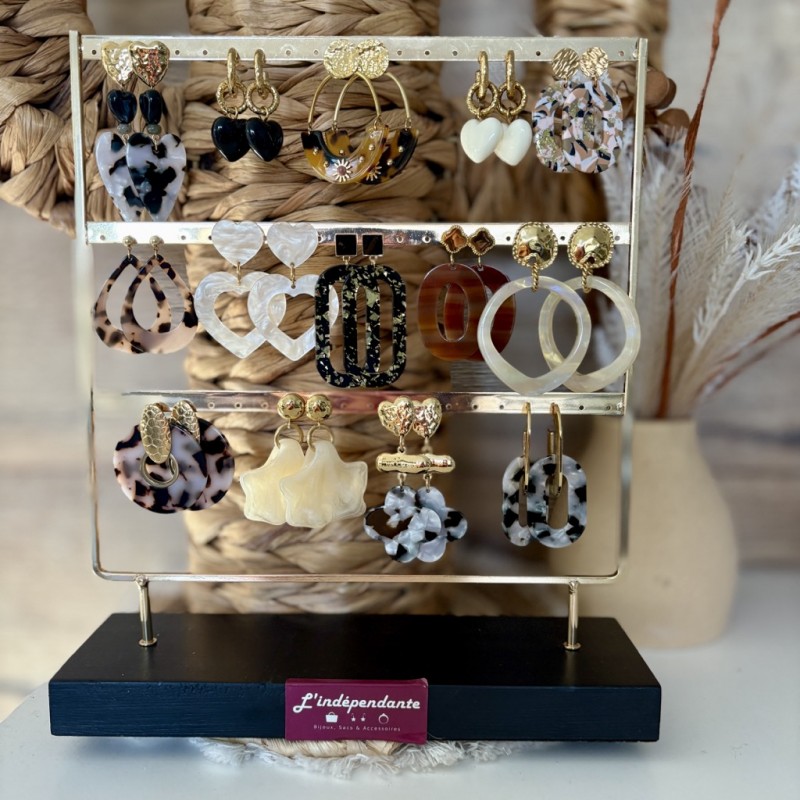 BOUCLES RESINE & DORÉ À CHOISIR