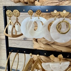 BOUCLES D'OREILLES THEME BLANC&DORÉ