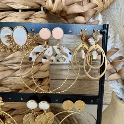 BOUCLES D'OREILLES THEME BLANC&DORÉ