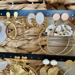 BOUCLES D'OREILLES THEME BLANC&DORÉ