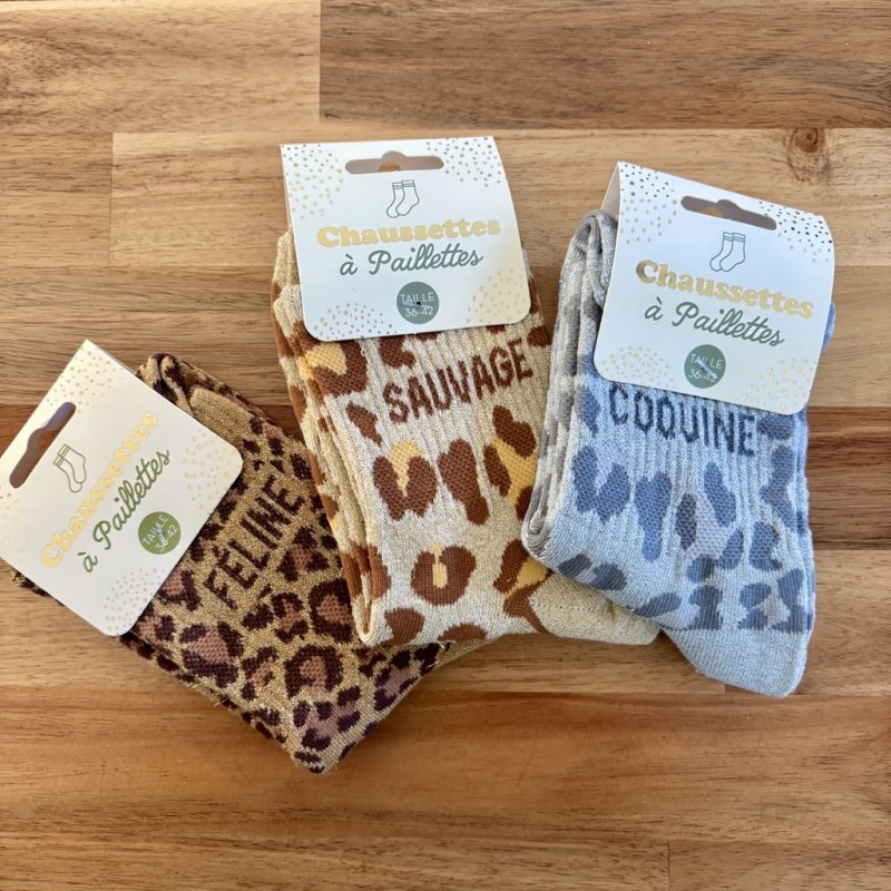CHAUSSETTES A PAILLETTES leopard