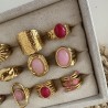 BAGUES AGATE ROSE  FUSHIA