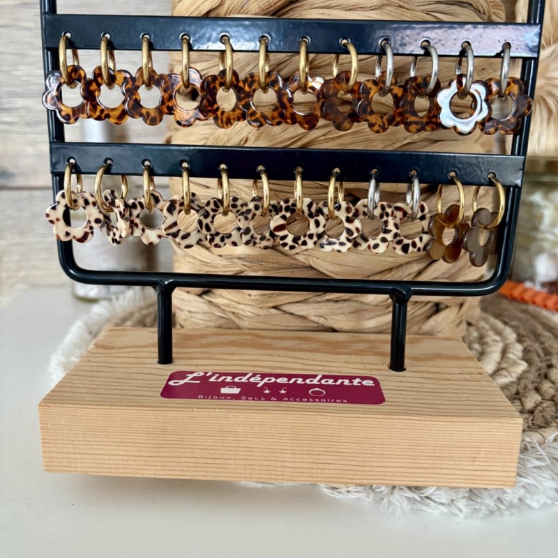 BOUCLES FLEURS LEOPARD
